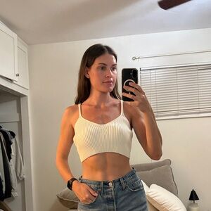 Cotton Candy Cream Ribbed Crop Top